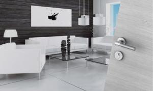 LECCE - Béquille de porte aluminium sur rosaces - Chromé/Aspect inox (F49/F9-2)