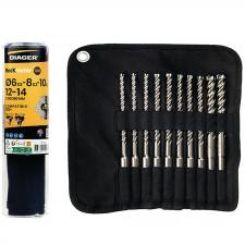 Trousse 10 forets carbure ROCKFASTER SDS-Plus
