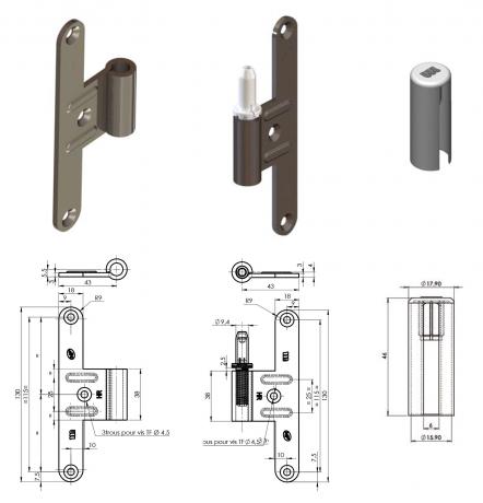 Paumelles universelles bois 6055 (x12) - Quincaillerie Portalet