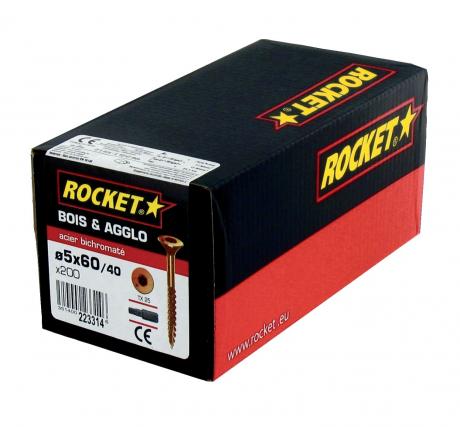 Vis bois Rocket TF Torx acier zingué filetage partiel 6x120/70 mm