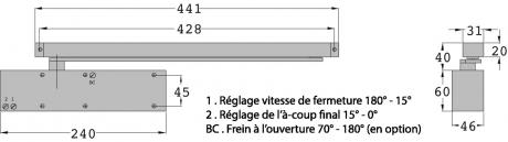 Ferme-porte à coulisses BRICARD 2075_a, acier