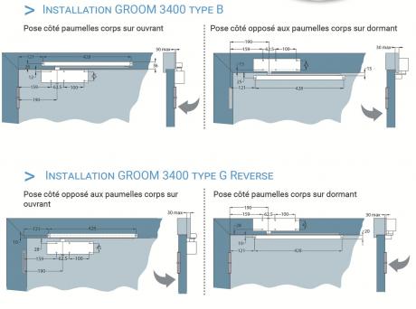 Ferme-porte avec bras à coulisse GR3500 - Quincaillerie Portalet