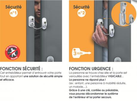 Entrebâilleur de porte à câble VIGICABLE - Quincaillerie Portalet