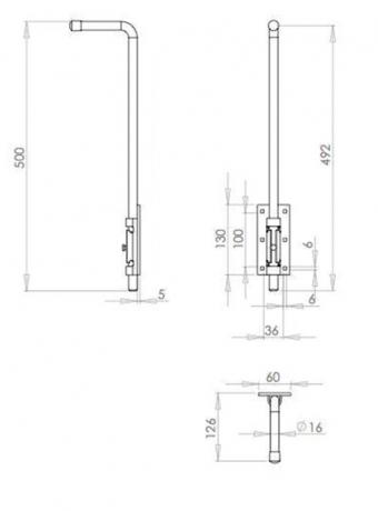 Verrou porte à douille inox à visser longueur 400mm