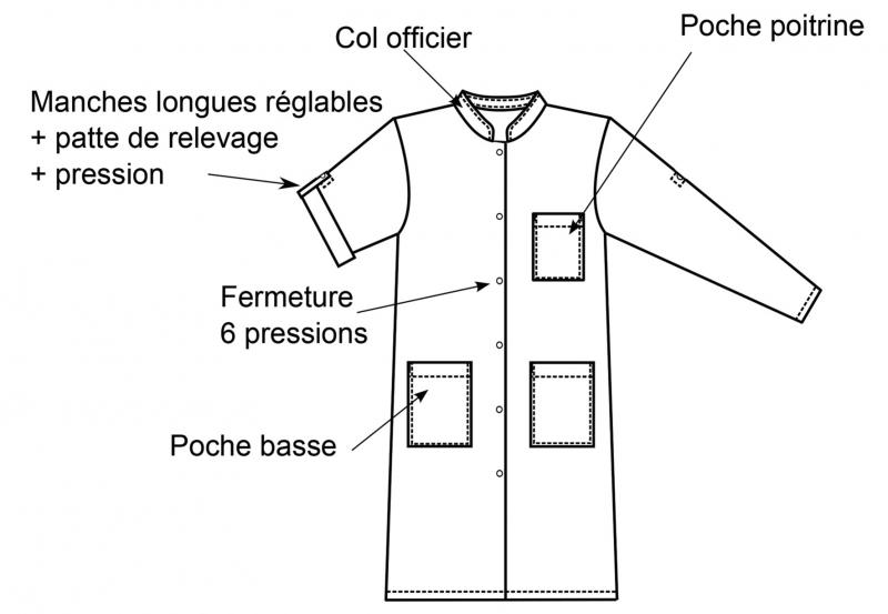 Blouse De Travail Femme SIGGI Laura – Bleu Foncé, Qualité Pro, Manches Longues
