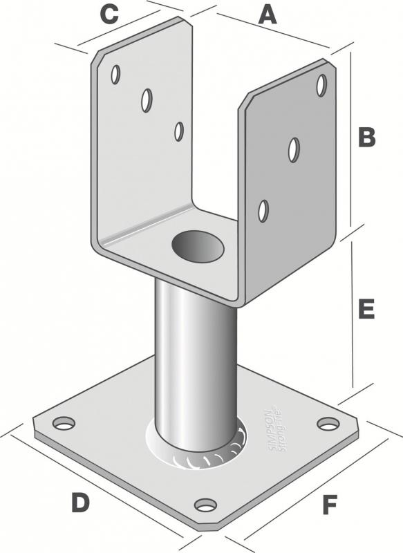 Pied de poteau en U avec platine PPUP Quincaillerie Portalet
